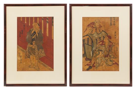 Appraisal: Sale Lot Utagawa Toyokuni - Male Figures two color woodcuts