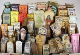 Appraisal: Old Medicine Bottles Hair Tonic Elixers W Boxes Labels Contents