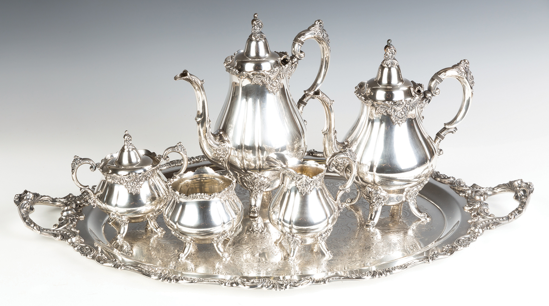 Appraisal: Wallace Grand Baroque Silver Plate Tea Service