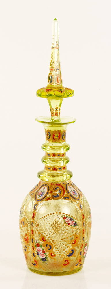 Appraisal: - th C Vaseline Glass Bohemian Decanter th century Bohemian