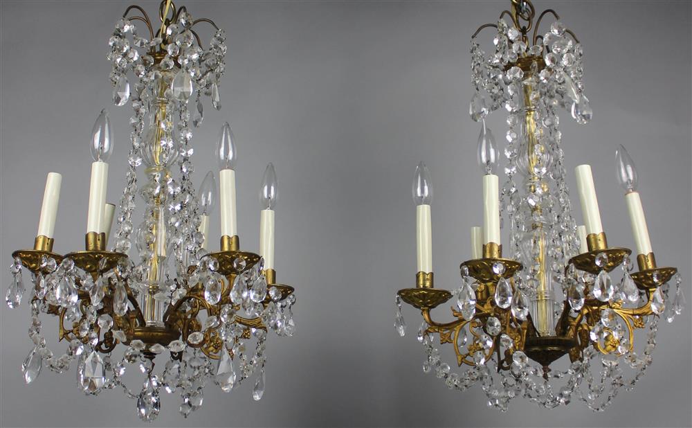 Appraisal: PAIR OF LOUIS XVI STYLE CUT GLASS MOUNTED GILT METAL