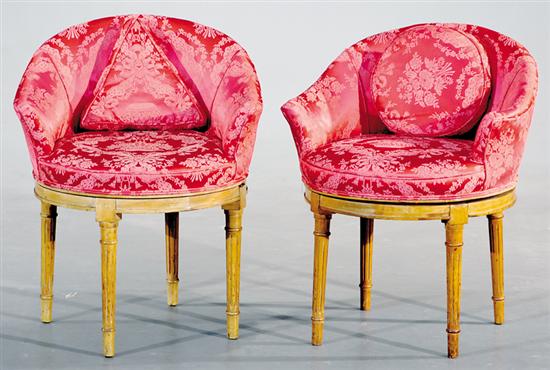 Appraisal: Pair Louis XVI style slipper chairs early th century continuous