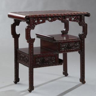 Appraisal: Chinese Export Qing Dynasty Style Carved Mahogany Altar Table th