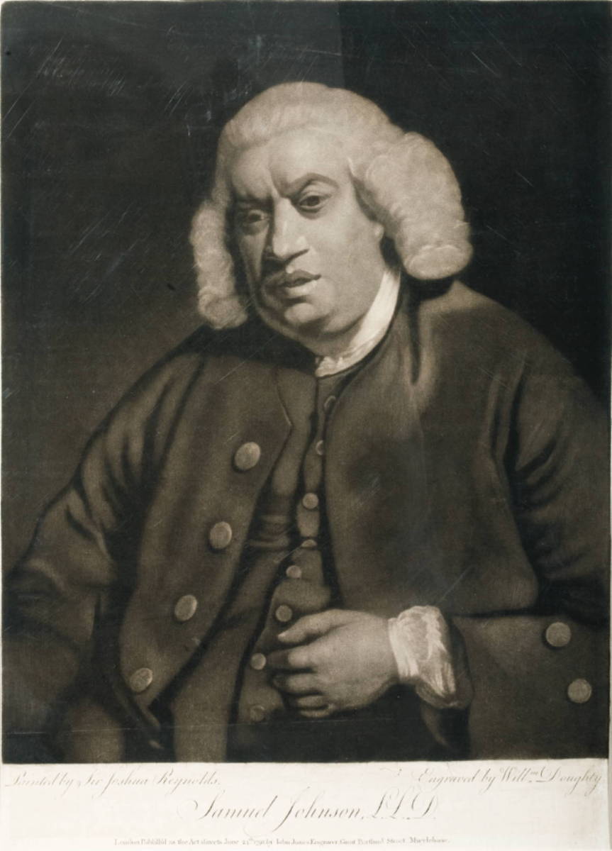 Appraisal: MEZZOTINT PORTRAIT OF SAMUEL JOHNSON AFTER SIR JOSHUA REYNOLDS Engraved