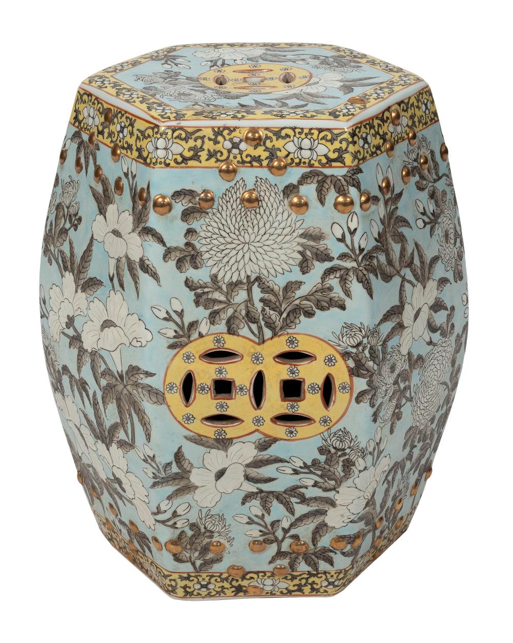 Appraisal: CHINESE POLYCHROME PORCELAIN OCTAGONAL GARDEN STOOL TH CENTURY HEIGHT WIDTH