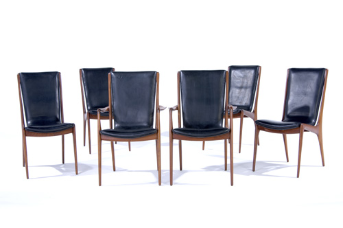 Appraisal: VLADIMIR KAGAN Set of six walnut dining chairs two arm-