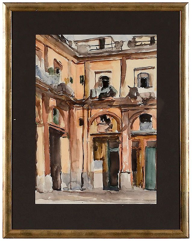 Appraisal: Reginald Marsh New York Vermont - Arched Courtyard in Havana