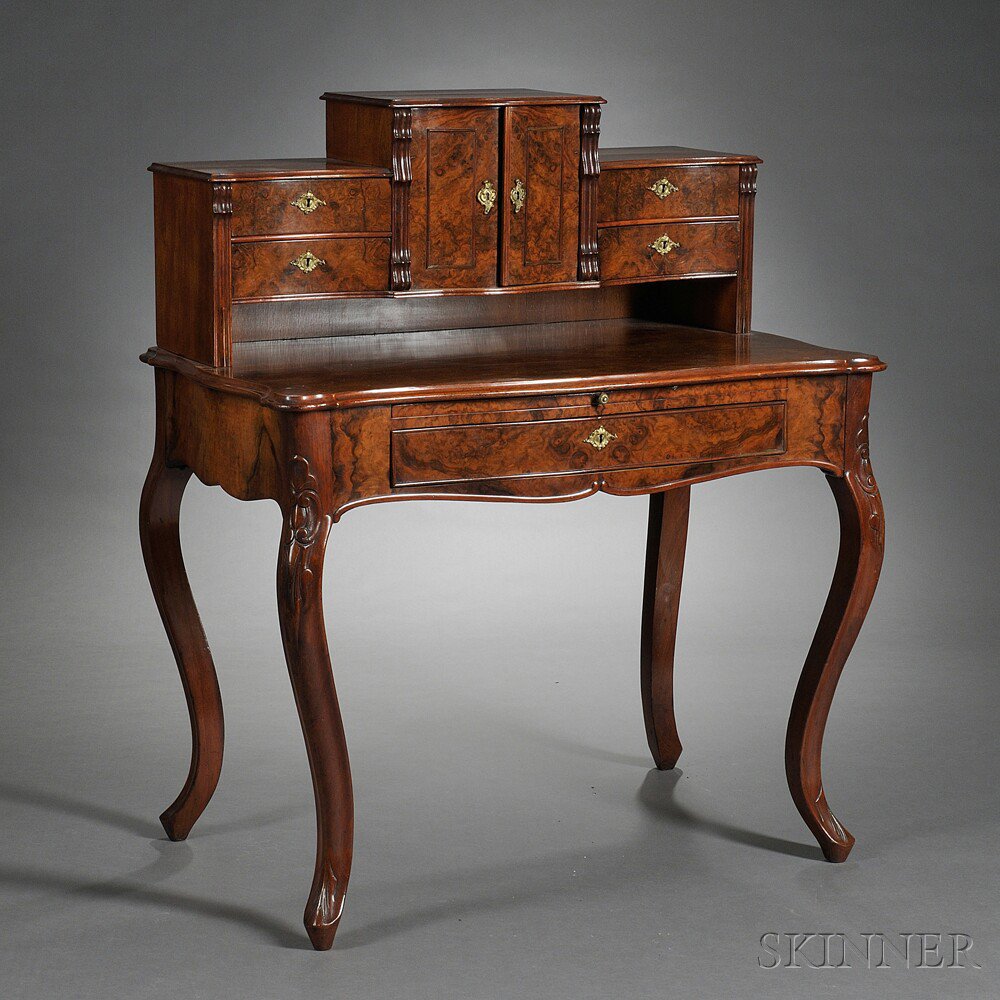 Appraisal: Rococo-style Walnut-veneered Writing Desk Austria late th early th century