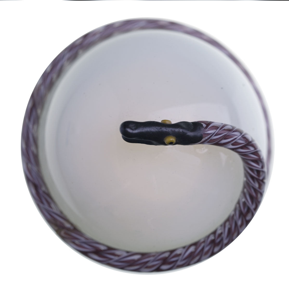 Appraisal: FRENCH SNAKE ON OPAQUE WHITE WEIGHT DATED The opaque white