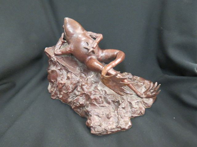 Appraisal: Bronze Statue of a Happy Frog relaxing X X unsigned