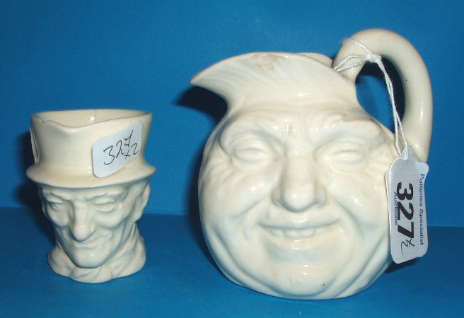 Appraisal: Small Size All White Character Jug John Barleycorn and Miniature