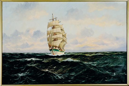 Appraisal: Alfred Gabali Massachusetts Germany - SHIP ON CHOPPY SEAS oil