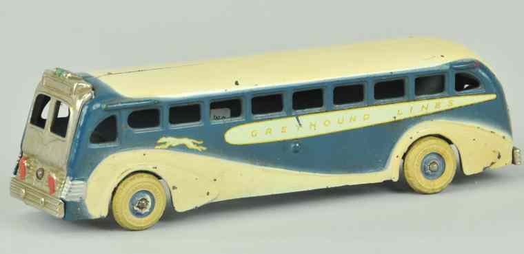 Appraisal: GREYHOUND BUS Arcade cast iron painted in blue and white