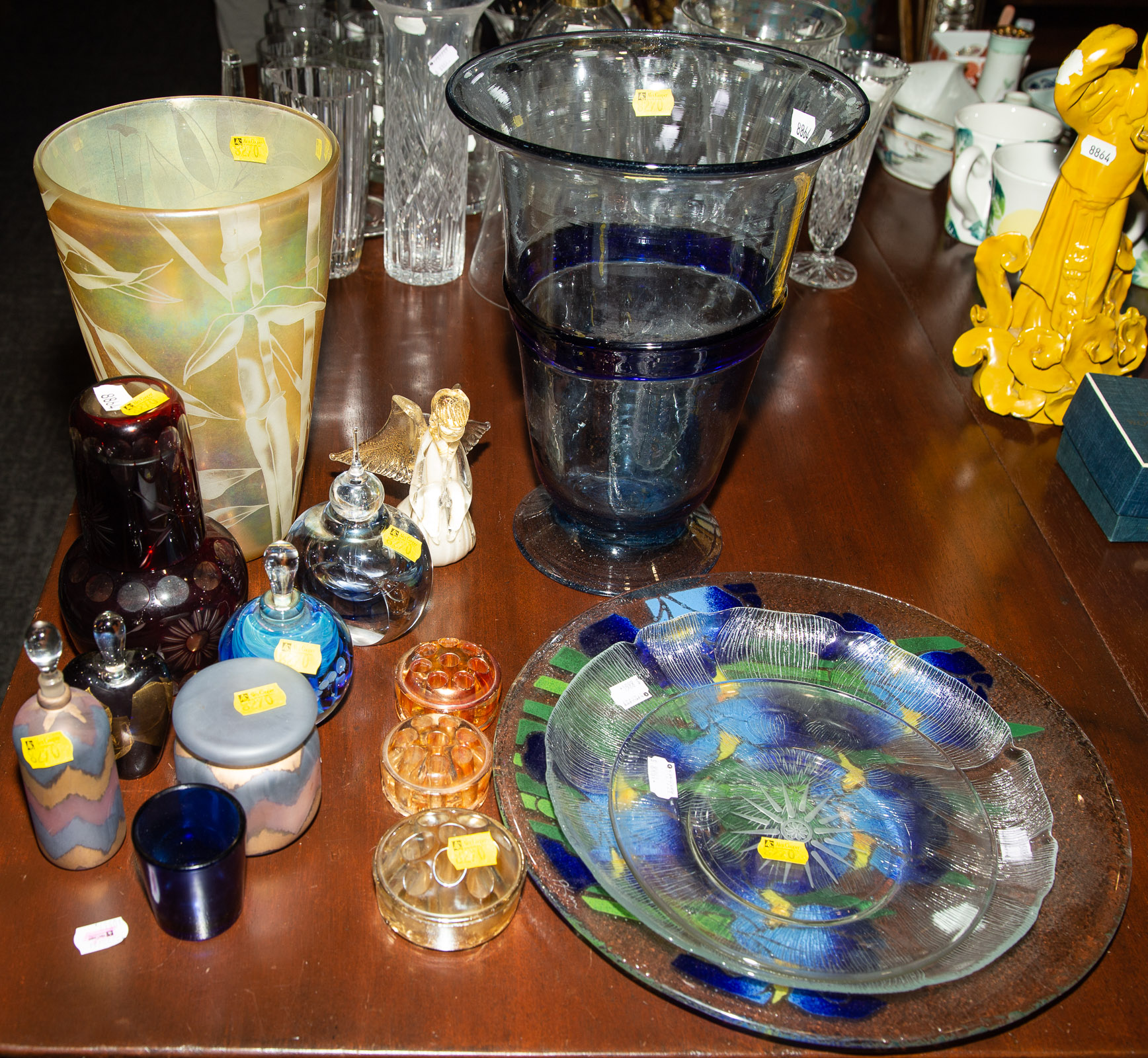 Appraisal: ASSORTED GLASS ITEMS Includes a large signed art glass vase