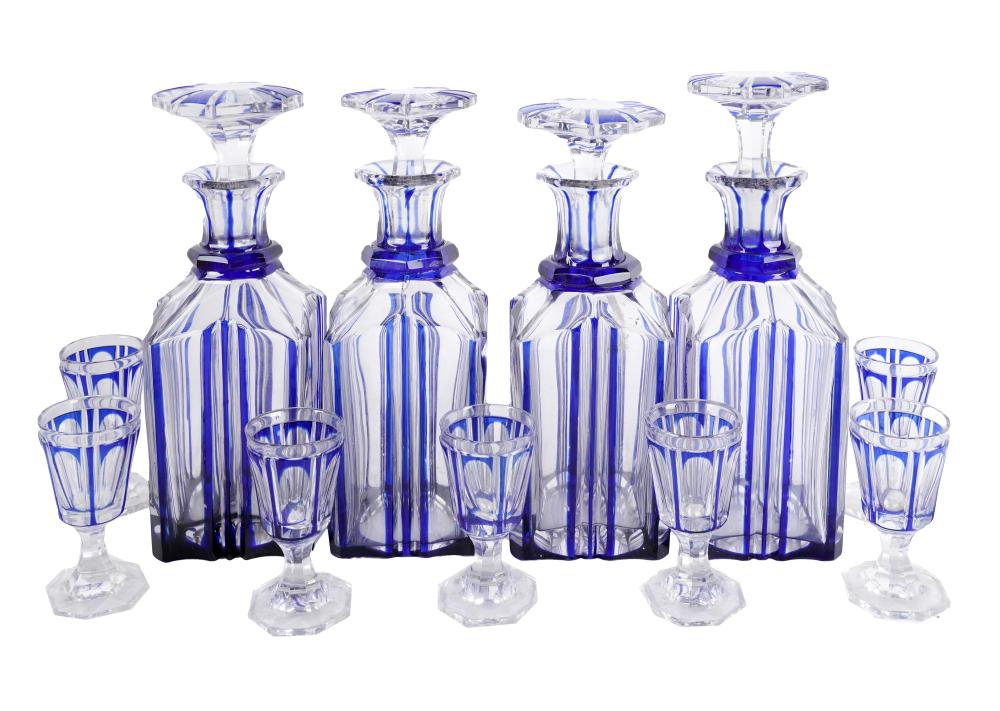 Appraisal: BOHEMIAN GLASS DRINKS SERVICEcomprising four decanters inches high and cordial