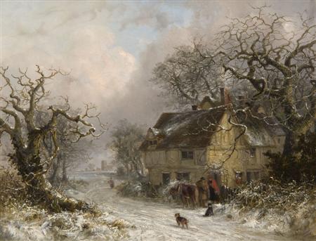 Appraisal: THOMAS SMYTHE - FIGURES AND ANIMALS BEFORE A FARMHOUSE IN