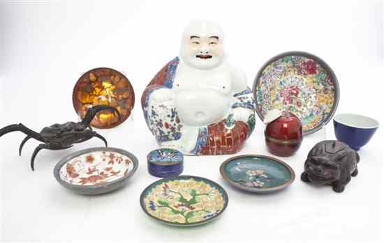 Appraisal: A Collection of Decorative Table Articles comprising a porcelain buddha