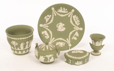 Appraisal: A quantity of Wedgwood green Jasperware to include a plate