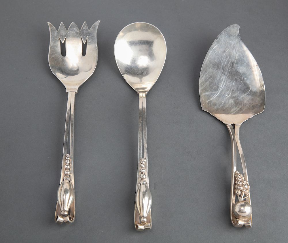 Appraisal: DeMatteo Silver Pastry Salad Servers Group Group of three DeMatteo