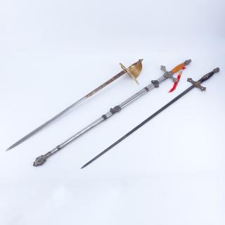 Appraisal: Collection of Three Knights Templar Masonic Style Swords Two without