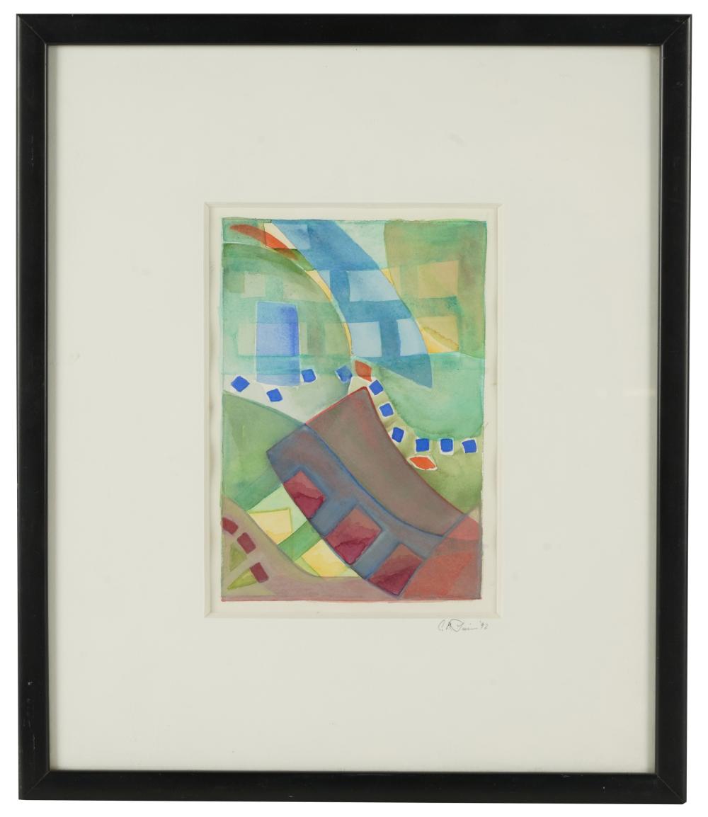 Appraisal: TH CENTURY ABSTRACT watercolor on paper signed CM illegible and