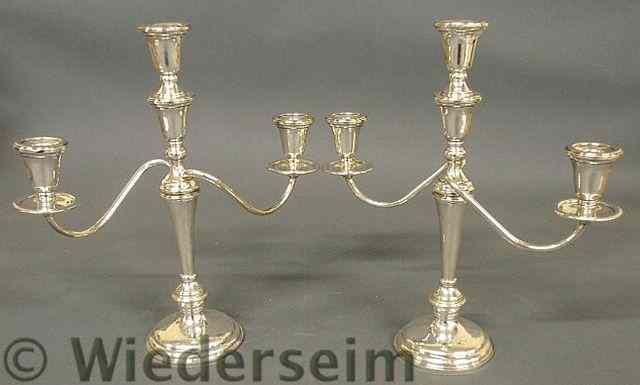 Appraisal: Pair of weighted sterling silver candelabra by C D Peacock