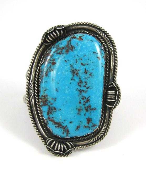 Appraisal: NAVAJO TURQUOISE AND SILVER CUFF BRACELET The handmade silver cuff