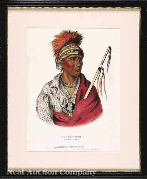 Appraisal: McKenney Hall Publishers Not-Chi-Mi-Ne An Ioway Chief hand-colored lithograph from