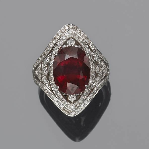 Appraisal: A rubellite tourmaline diamond and k white gold ring rubellite