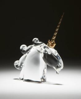 Appraisal: A Steuben art glass bust of a unicorn Designed circa