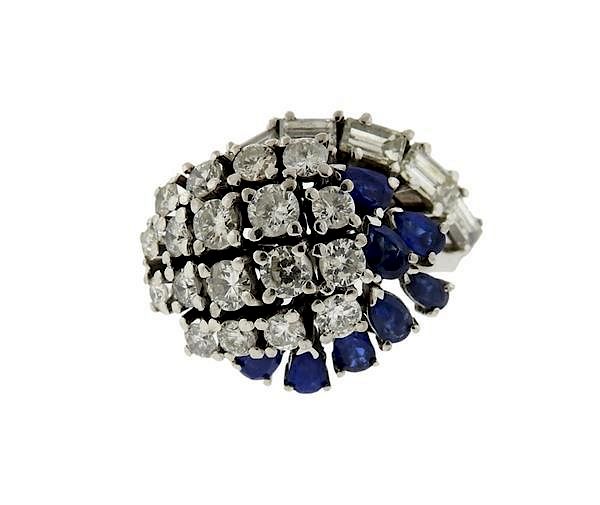 Appraisal: K Gold Diamond Sapphire Cluster Ring METAL K gold GEMSTONES