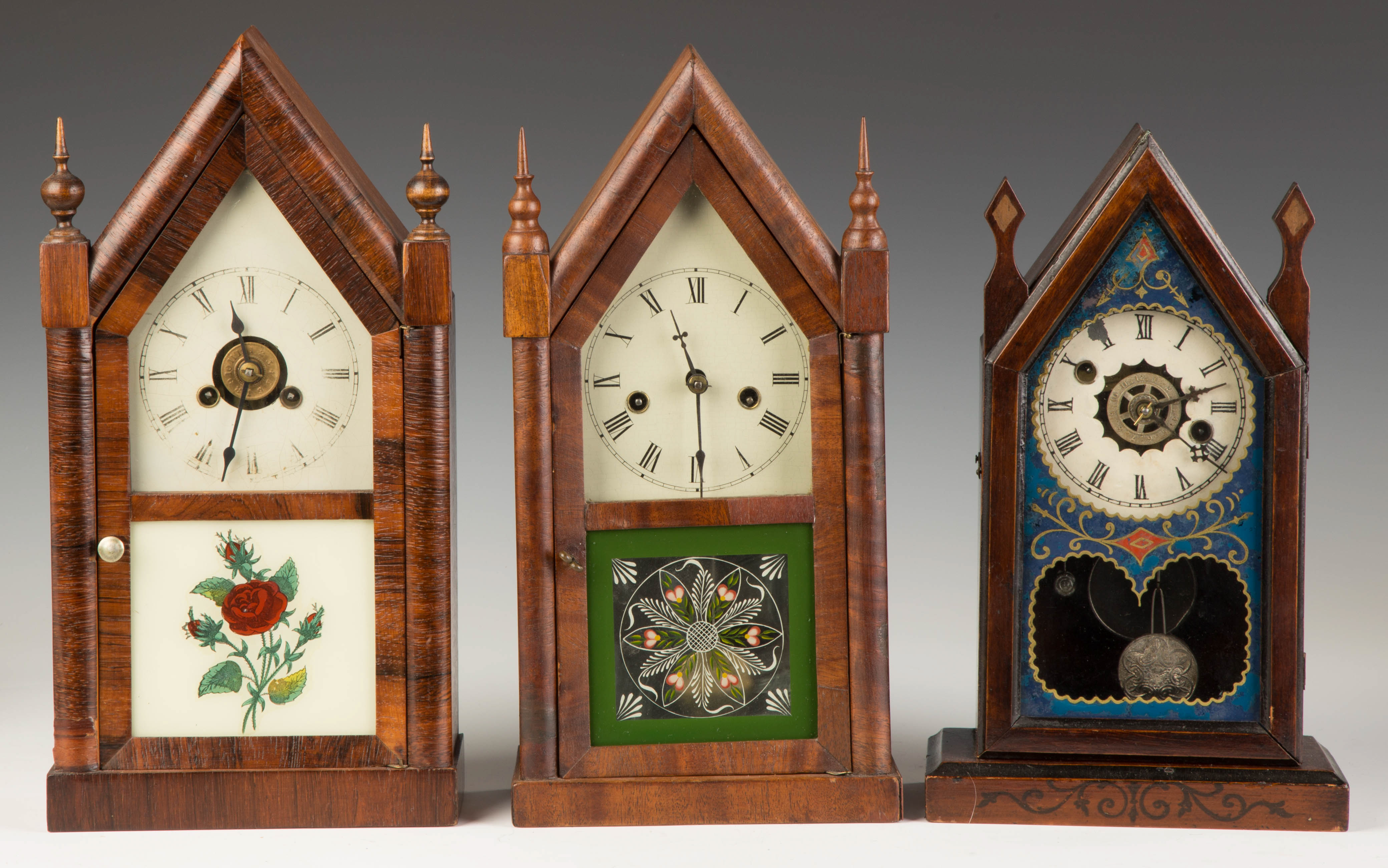 Appraisal: Three Miniature Steeple Shelf Clocks L - Jerome Co C