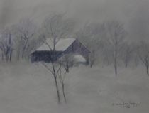 Appraisal: Alex Martonhegyi American circa Winter Scene Blue and white pastel