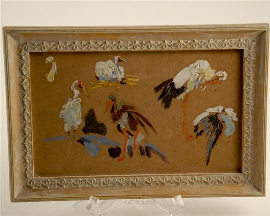 Appraisal: Artist Unknown Bird Studies Oil on board Unsigned images on