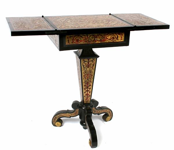 Appraisal: A Regency style Boulle and brass inlaid games table height