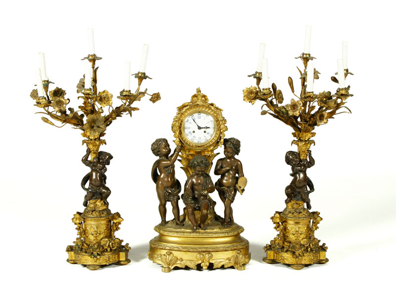 Appraisal: - Exceptional th C French Clock Set Exceptional th Century