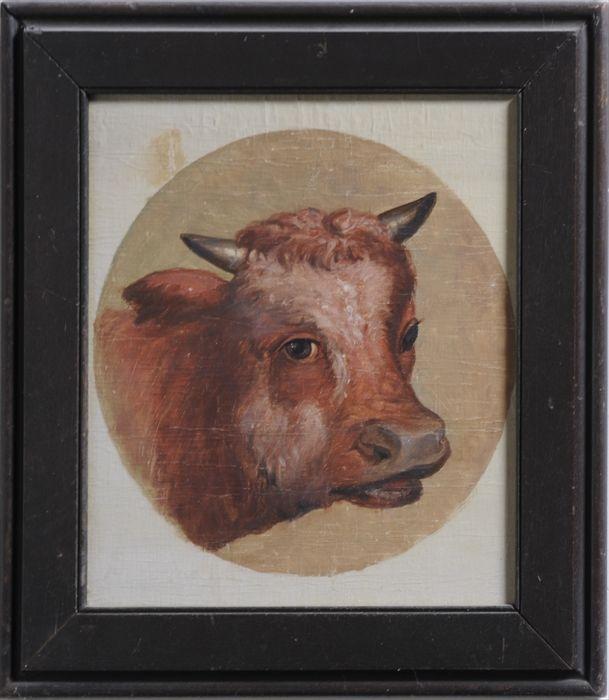 Appraisal: AMERICAN SCHOOL COW Gouache on paper x in sight