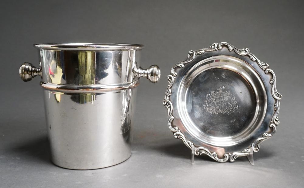 Appraisal: Sheffield Silver on Copper Ice Bucket and Dish