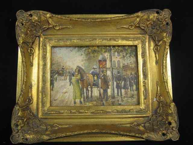 Appraisal: B Smith Oil French Street Scene with Horseand carriage ''