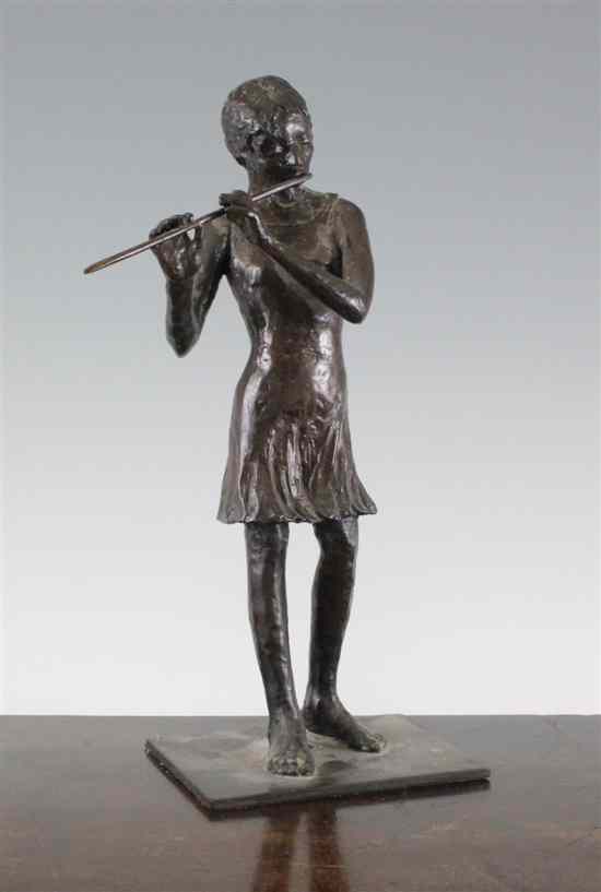 Appraisal: Mary Cox b a bronze figure 'The Flautist' on square