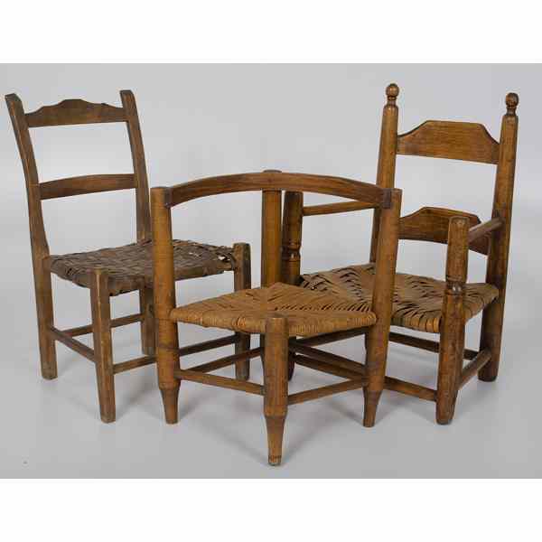 Appraisal: Child's Chairs American th century An assembled group of three