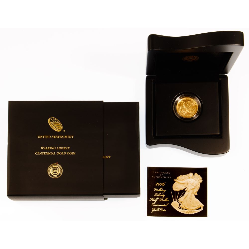 Appraisal: -W WALKING LIBERTY CENTENNIAL GOLD COINIn acrylic capsule having presentation