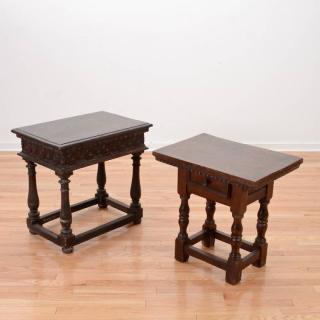 Appraisal: Italian Baroque walnut side tables th c and later turned