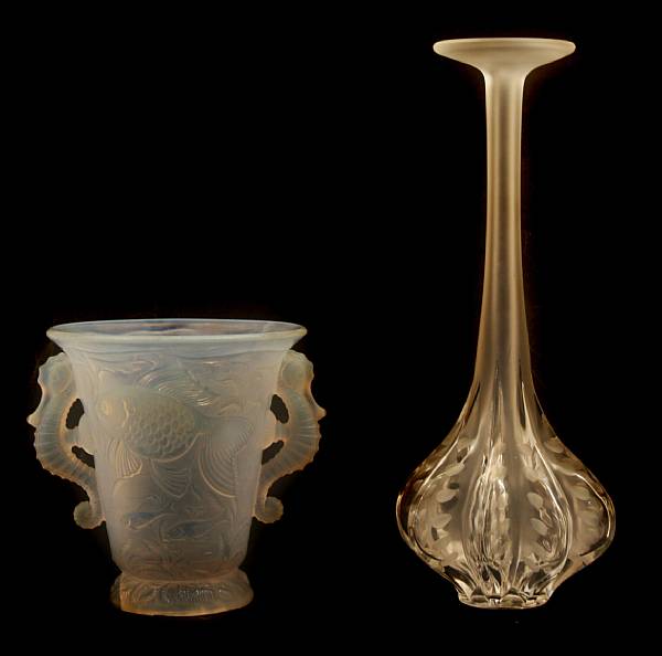 Appraisal: A Lalique clear and frosted onion form bud vase inscribed