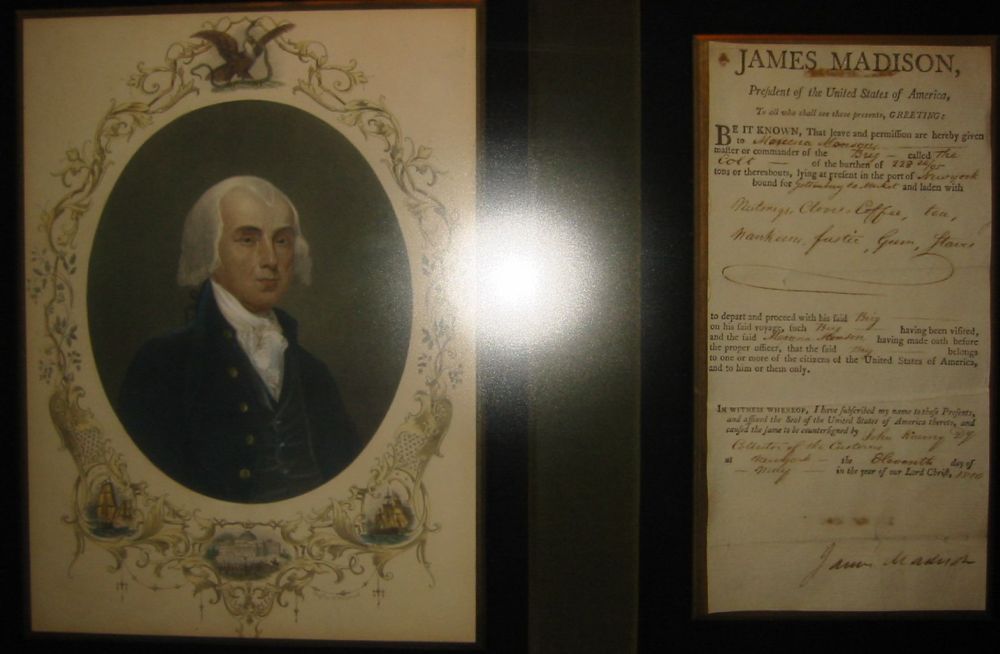 Appraisal: MADISON JAMES Clipped portion of a partly-printed Document Signed as