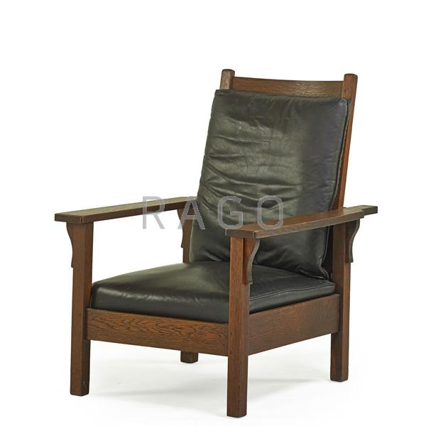 Appraisal: GUSTAV STICKLEY Open Arm Morris chair Condition Report Mostly very