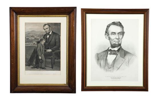 Appraisal: TWO BLACK AND WHITE PRINTS OF LINCOLN Abraham Lincoln by