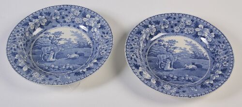 Appraisal: A pair of th century Spode 'The Milkmaid' pattern blue