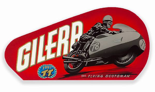 Appraisal: Gilera by Robert Carter oil enamel on formed metal depicting