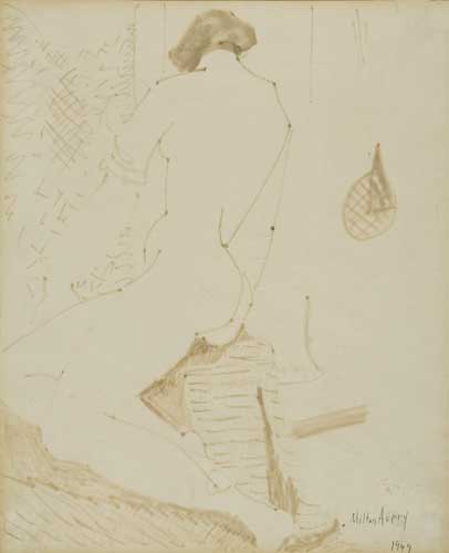 Appraisal: MILTON AVERY Seated Female Nude Ink on cream wove paper